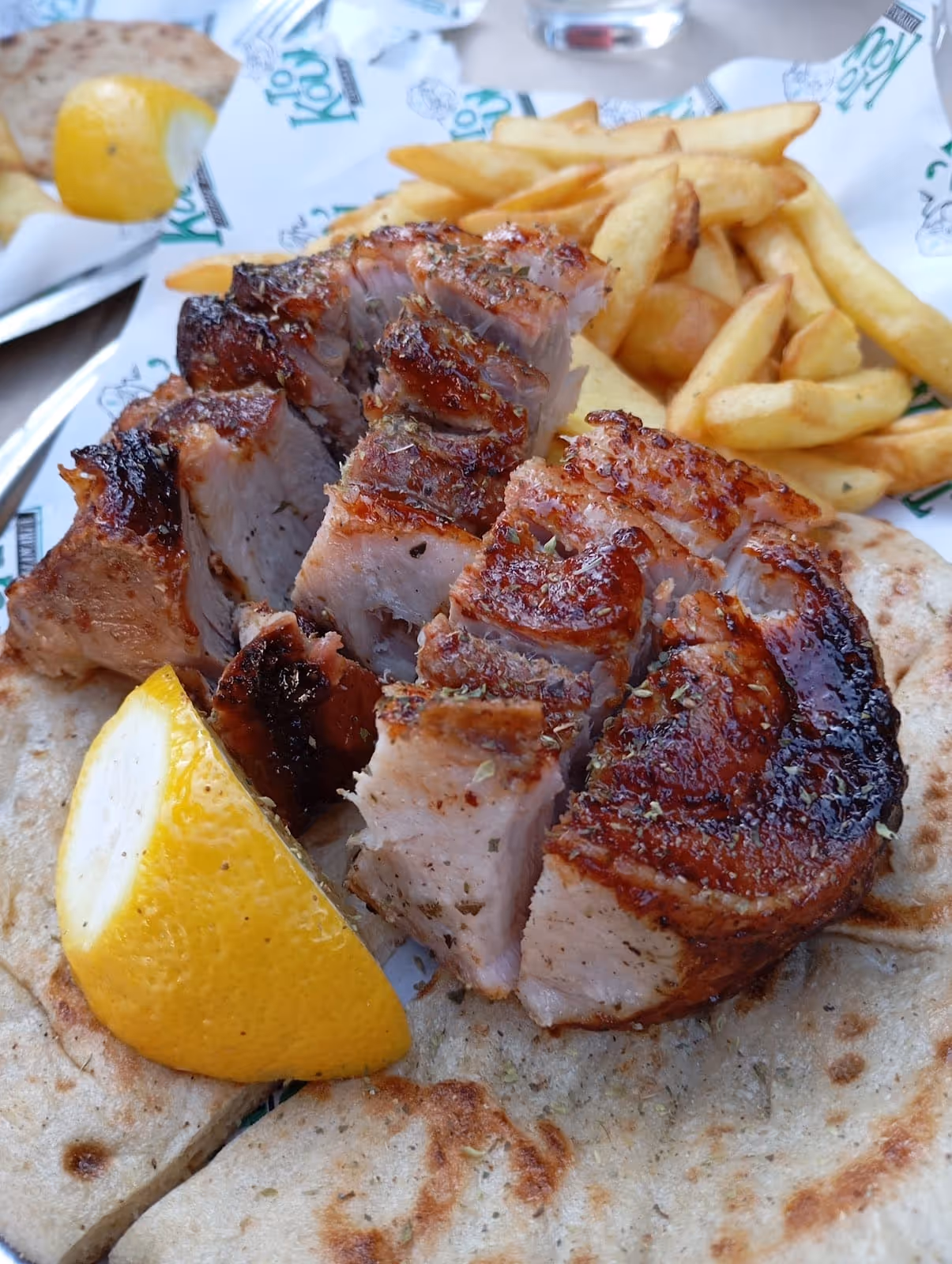 Koukli souvlaki restaurant in Kallithea — charcoal grilled souvlaki and kontosouvli